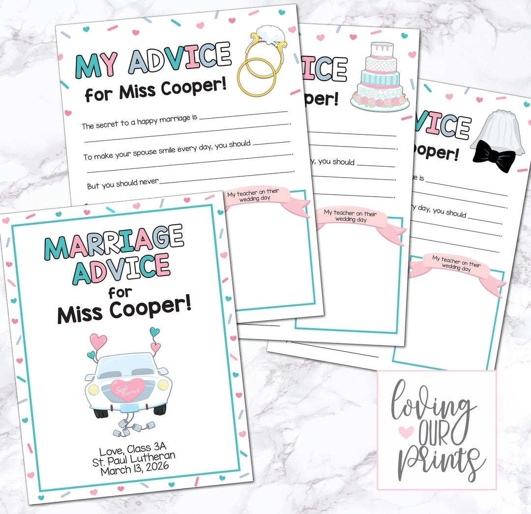 My Teacher Is Getting Married Advice Book From Students Marriage Advice For My Teacher Class Wedding Shower Advice For Newlyweds Etsy Childrens Advice For Marriage Wedding Advice Book Weddings Kids Table Activity Advice For Bride From Children Advice For Wedding Kids Etsy