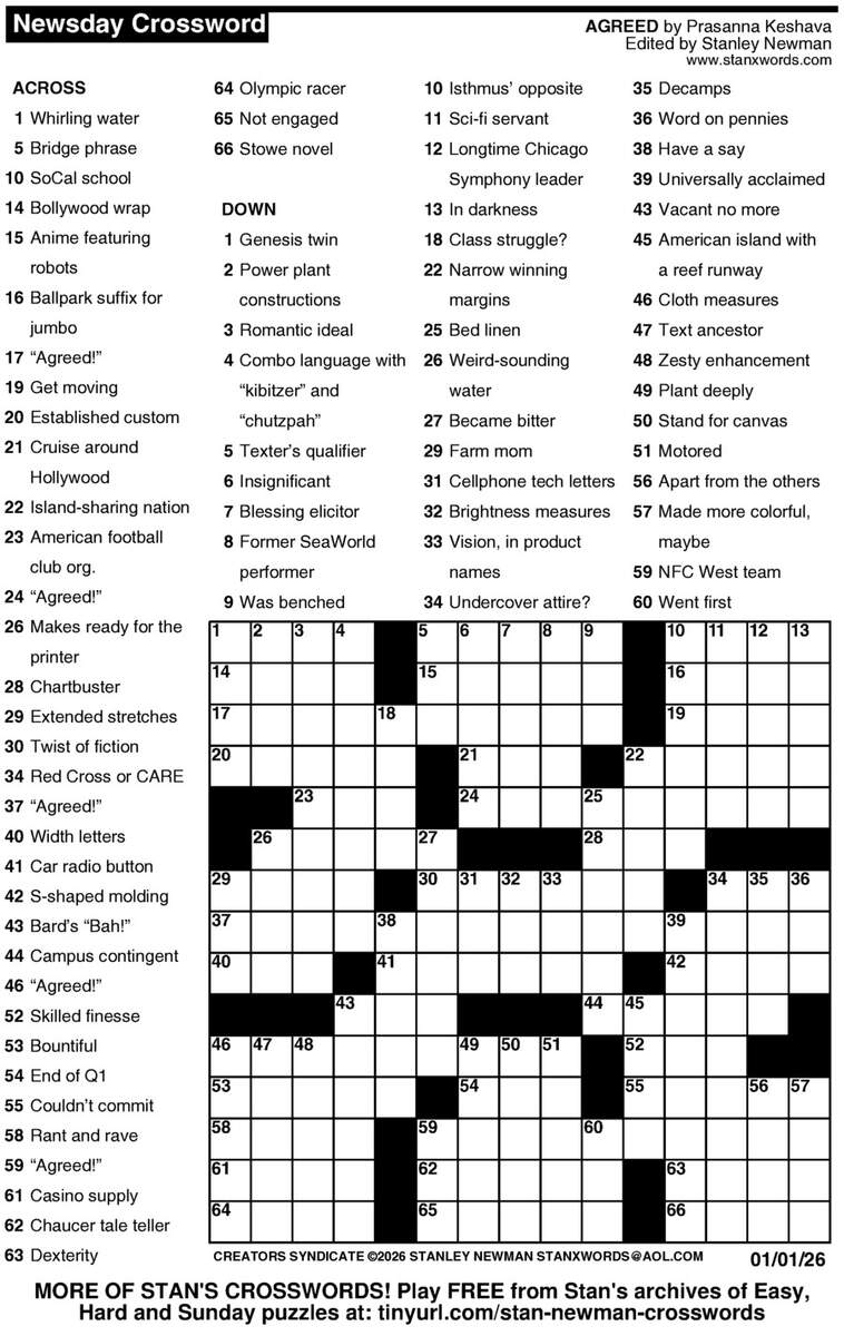 Newsday Crossword Puzzle Creators Syndicate