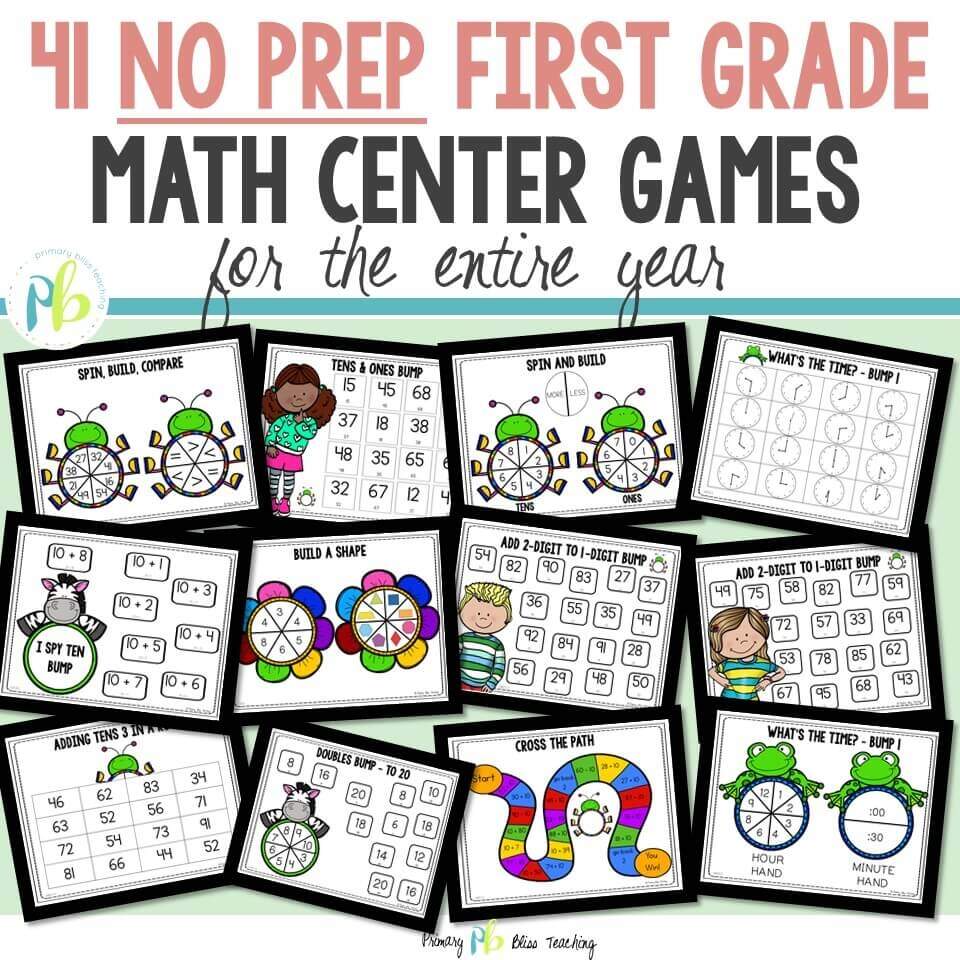 No Prep 1st Grade Math Center Games For The Year Addition Dice Games For 1st And 2nd Grade Susan Jones Teaching
