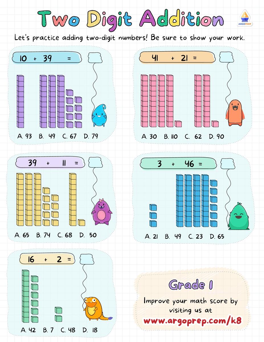 Number Operations In Base Ten Common Core 1st Grade Worksheets ArgoPrep