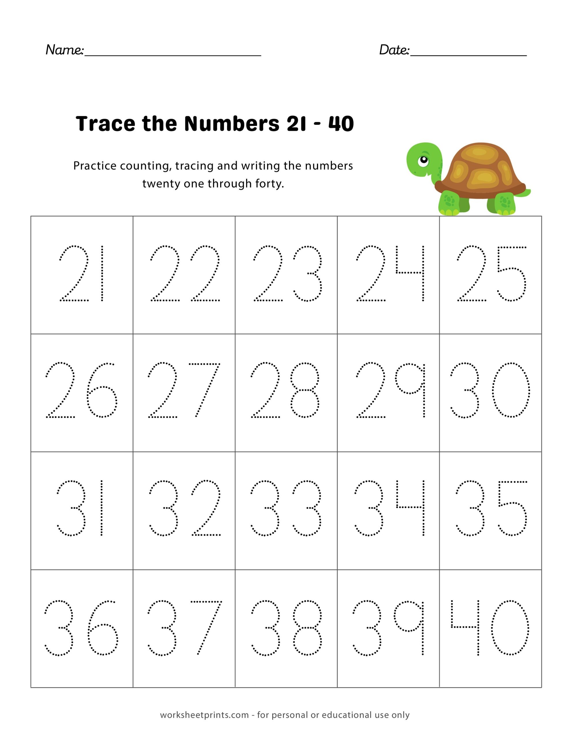 Number Tracing 21 40 Preschool And Kindergarten Worksheets Worksheet Activity Black And White Stock Photos Images Page 3 Alamy