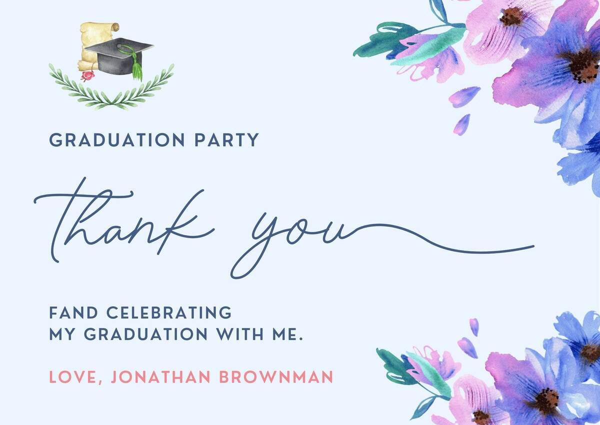 Page 2 Free Custom Printable Graduation Thank You Card Templates Canva