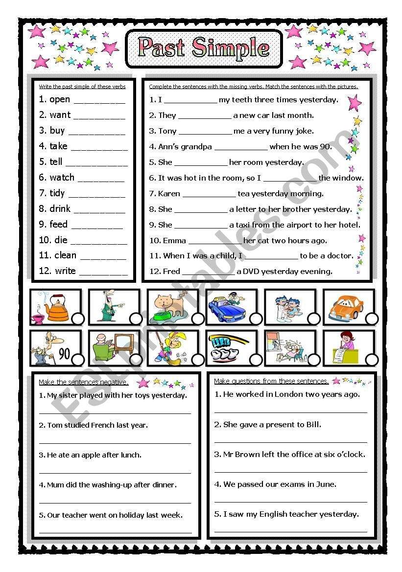 Simple Past Tense Worksheet Irregular Verbs