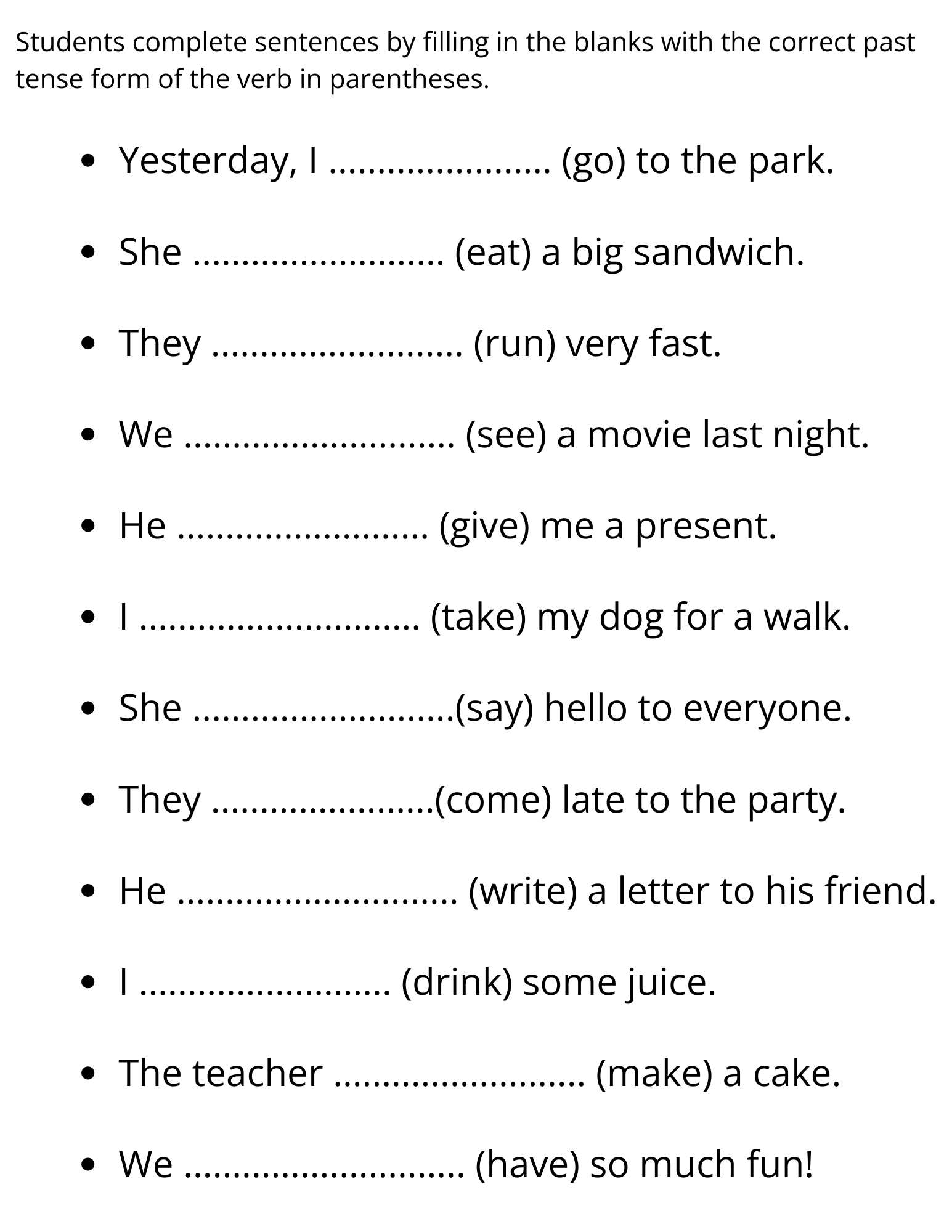 Past Tense Of Irregular Verbs Activities Worksheets For Grade 1 Made By Teachers