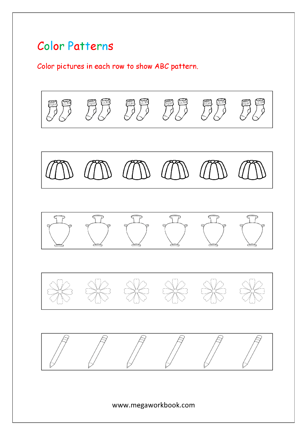 Patterns For Preschool Patterns For Kindergarten Pattern Worksheets For Preschool Pattern Worksheets For Kindergarten Kindergarten Pattern Worksheet MegaWorkbook