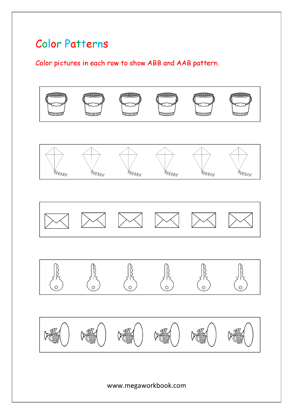 Patterns For Preschool Patterns For Kindergarten Pattern Worksheets For Preschool Pattern Worksheets For Kindergarten Kindergarten Pattern Worksheet MegaWorkbook