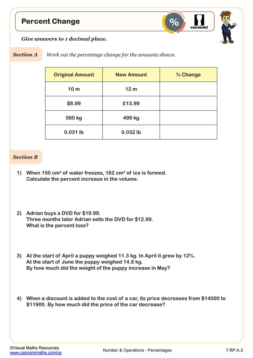Percent Change Worksheet Fun And Engaging 7th Grade PDF Worksheets Cazoom Math Percent Change Worksheet Fun And Engaging 7th Grade PDF Worksheets Cazoom Math