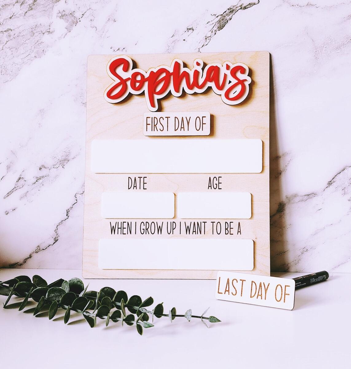 Personalized First Day Of School Sign Reusable White Board With Velcro Names Etsy DIY Dry Erase First Day Of School Signs Our Handcrafted Life