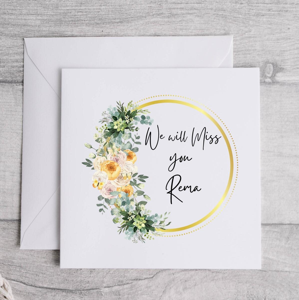 Personalized We Will Miss You Card Floral Farewell Card Etsy