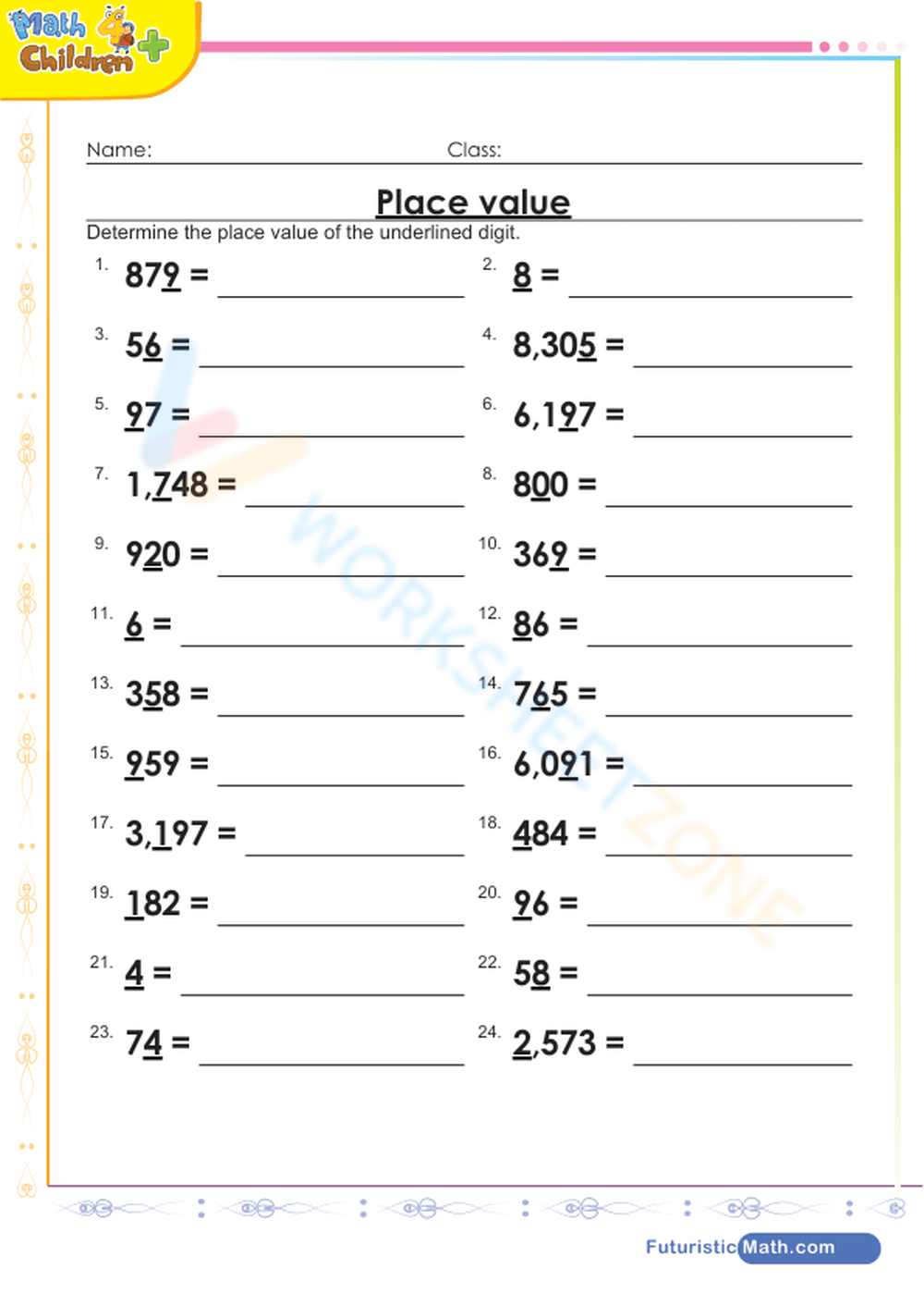 Place Values From Ten To Thousands Worksheet Worksheets Library