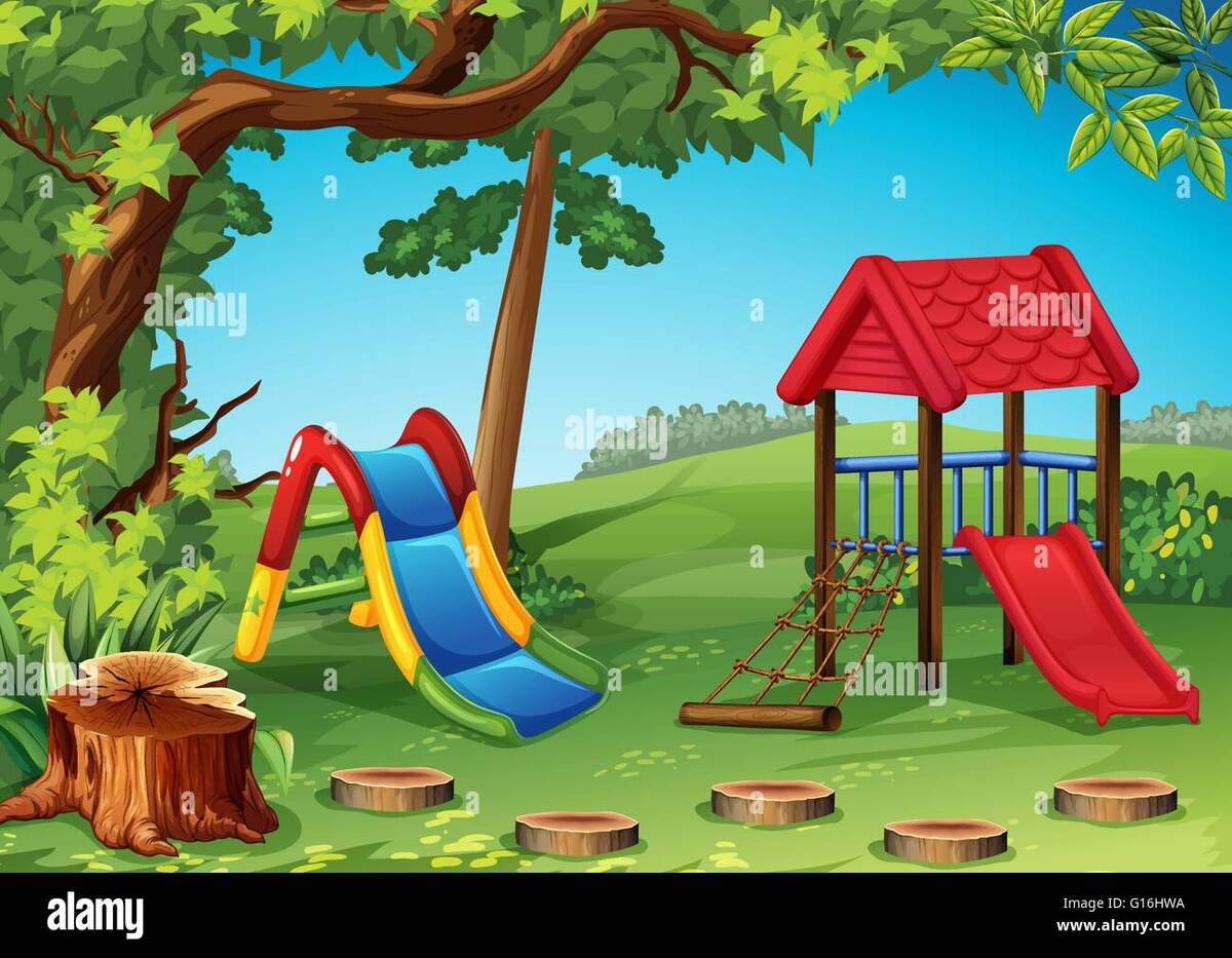 Playground In The Park Illustration Stock Vector Image Art Alamy
