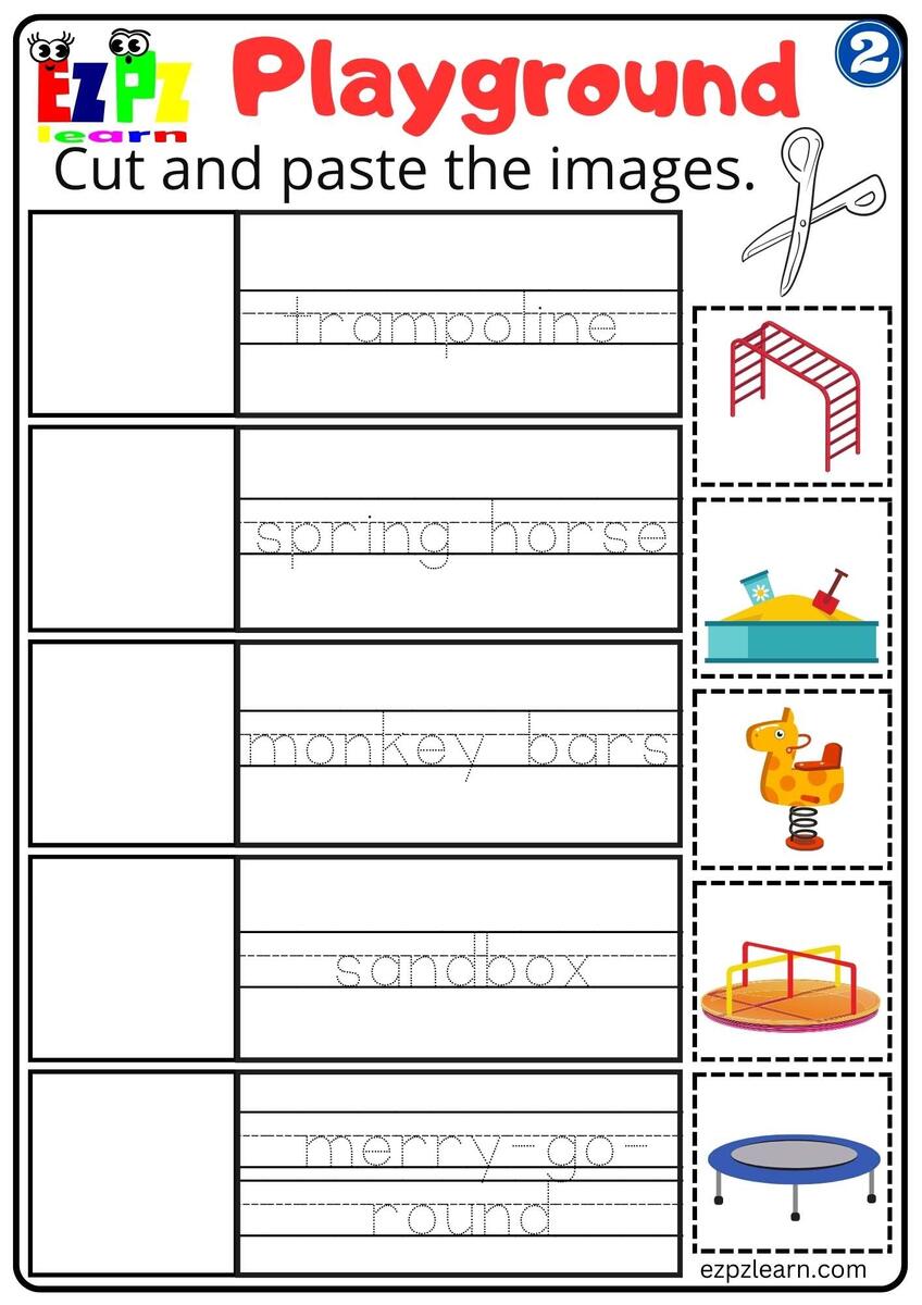 Playground Vocabulary 2 Cut And Paste Worksheet For Kindergarten And ESL Students Free Download Ezpzlearn Playground Vocabulary 2 Cut And Paste Worksheet For Kindergarten And ESL Students Free Download Ezpzlearn