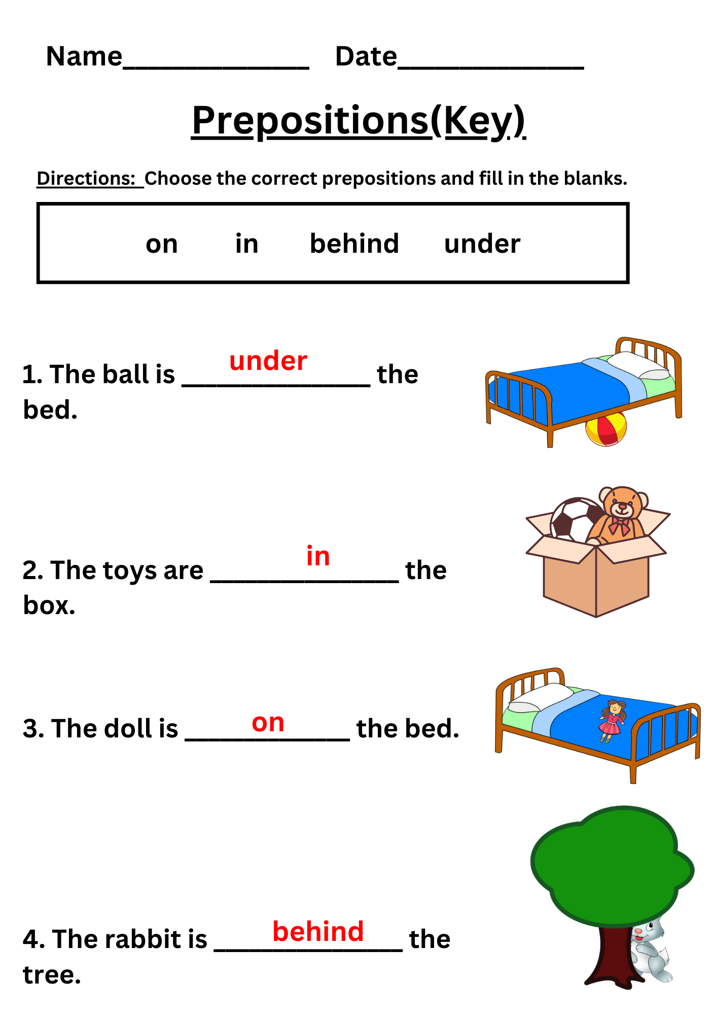 Preposition Worksheet For Kindergarten And Grade 1 Preposition Worksheet For Kindergarten And Grade 1