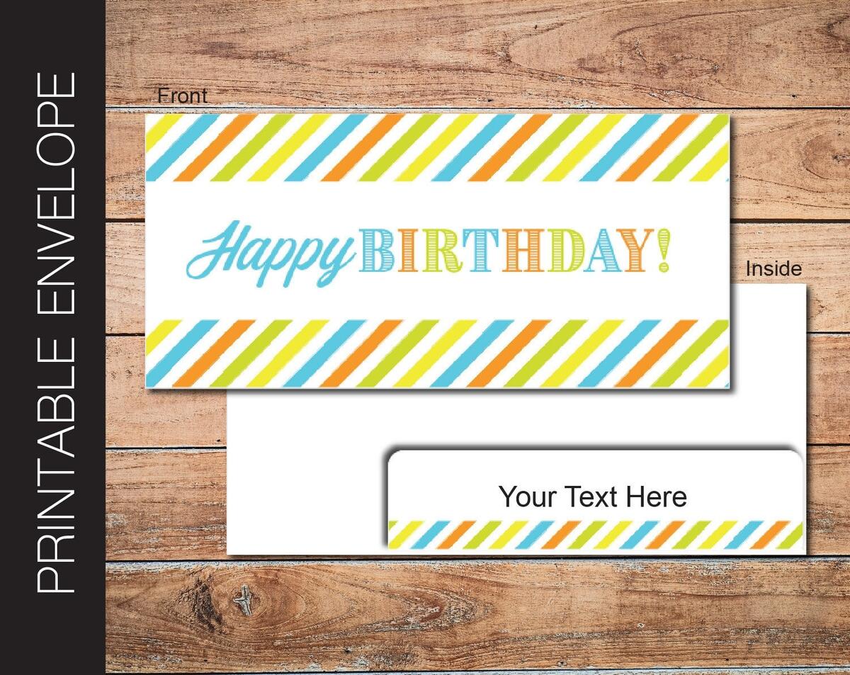 Printable BIRTHDAY Envelope For Gift Tickets Vouchers Boarding Passes And Money Digitally Editable Instant Download Etsy