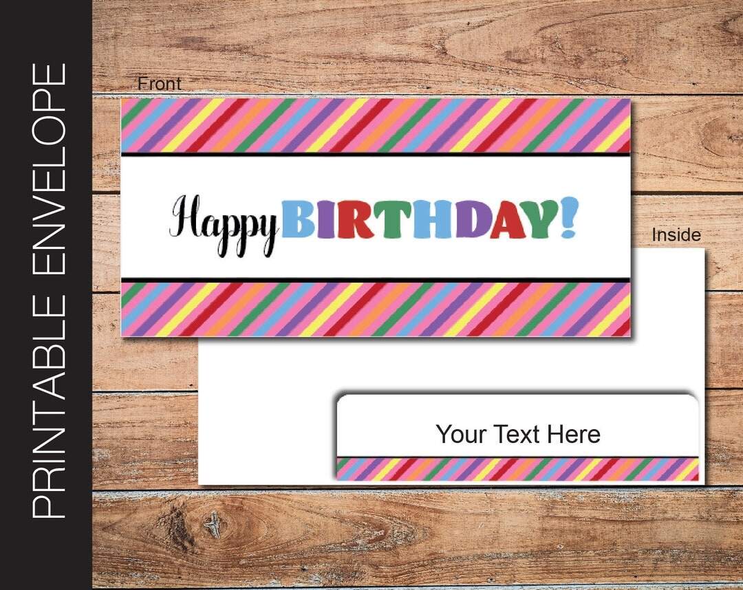 Printable BIRTHDAY Envelope For Gift Tickets Vouchers Boarding Passes And Money Digitally Editable Instant Download Etsy
