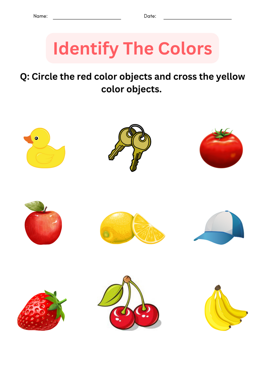 Printable Color Identification Matching Colors Worksheets For Kindergarten Made By Teachers