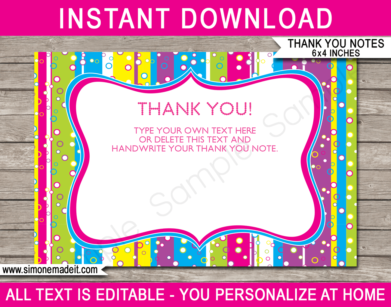 Printable Colorful Party Thank You Cards Colorful Birthday Party Theme Printable Colorful Party Thank You Cards Colorful Birthday Party Theme