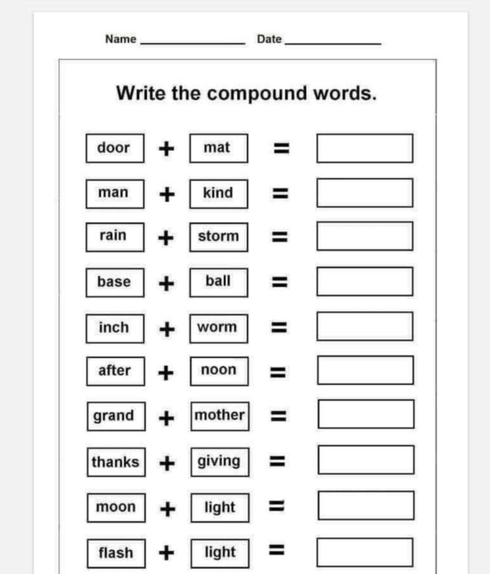 Trace The Compound Words Worksheet For Kindergarten Kidpid