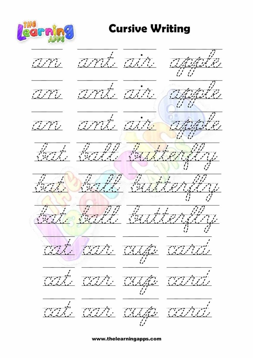 Printable Cursive Words Writing Grade 2 Worksheets For Kids Printable Cursive Words Writing Grade 2 Worksheets For Kids