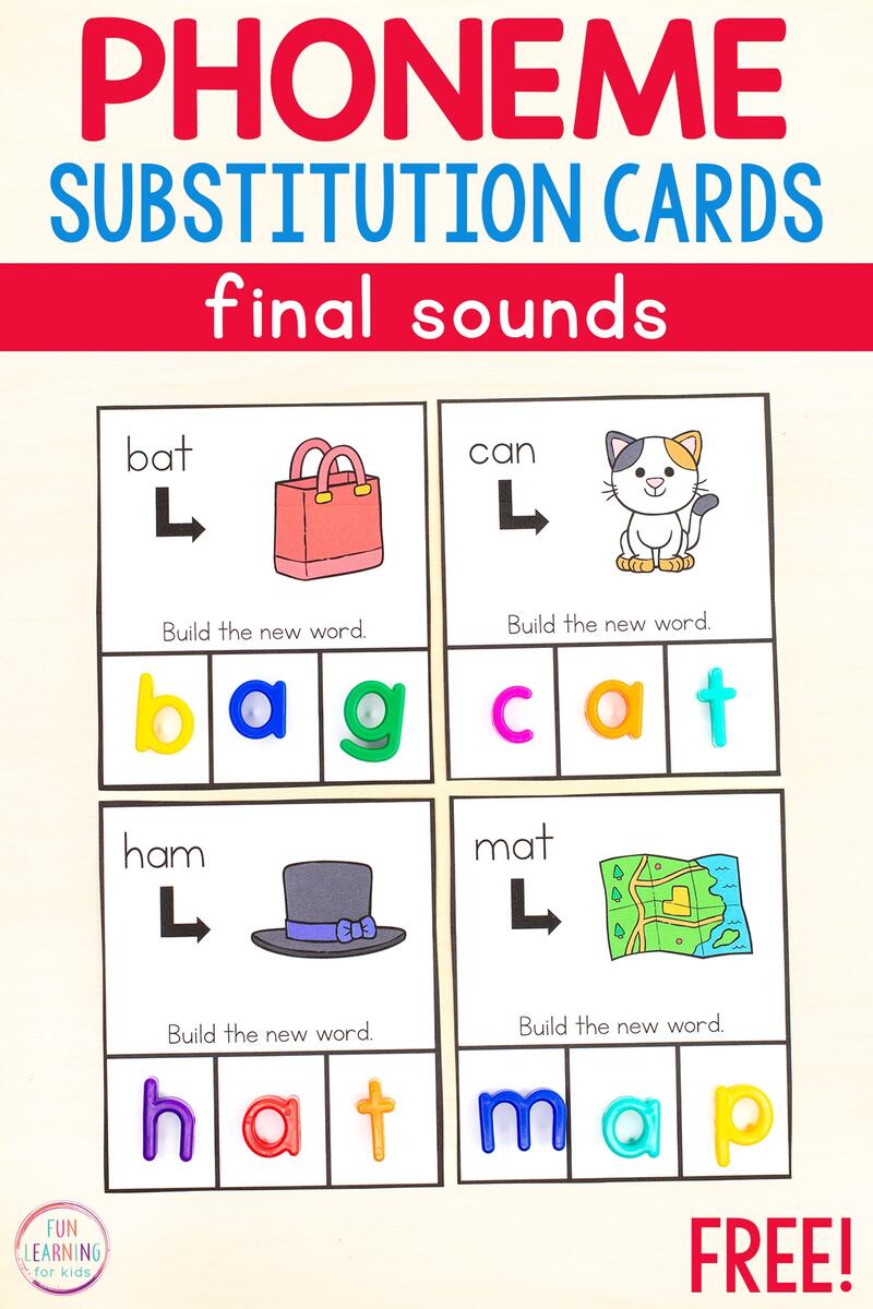 Printable Ending Sounds Phoneme Substitution Cards Printable Ending Sounds Phoneme Substitution Cards