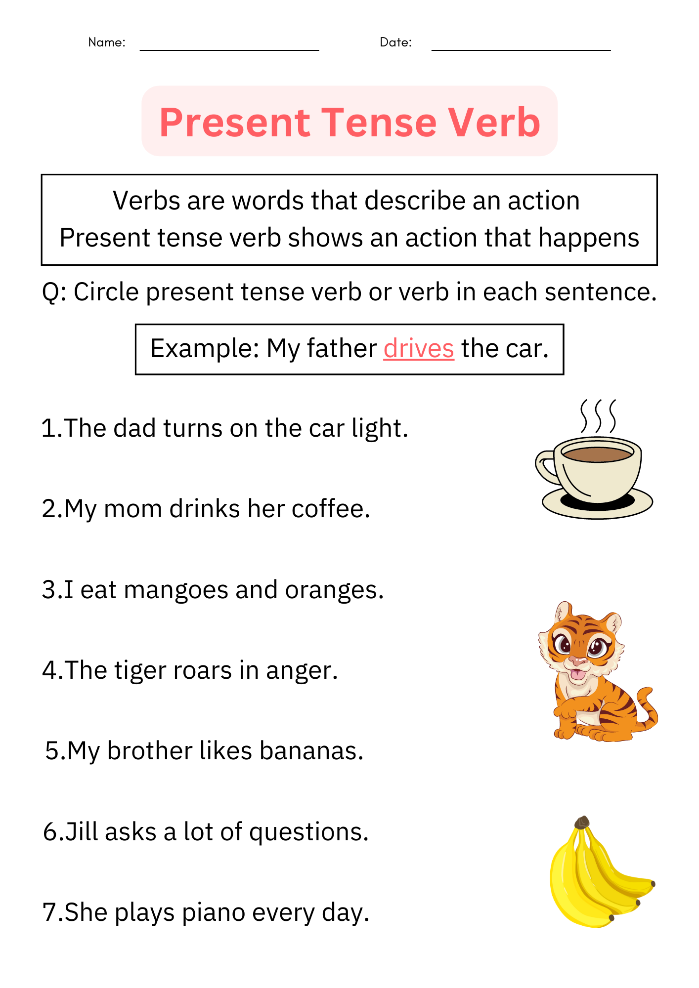 Printable Grammar Simple Present Tense Verb Worksheets With Answers For Grade 1 Made By Teachers Printable Grammar Simple Present Tense Verb Worksheets With Answers For Grade 1 Made By Teachers