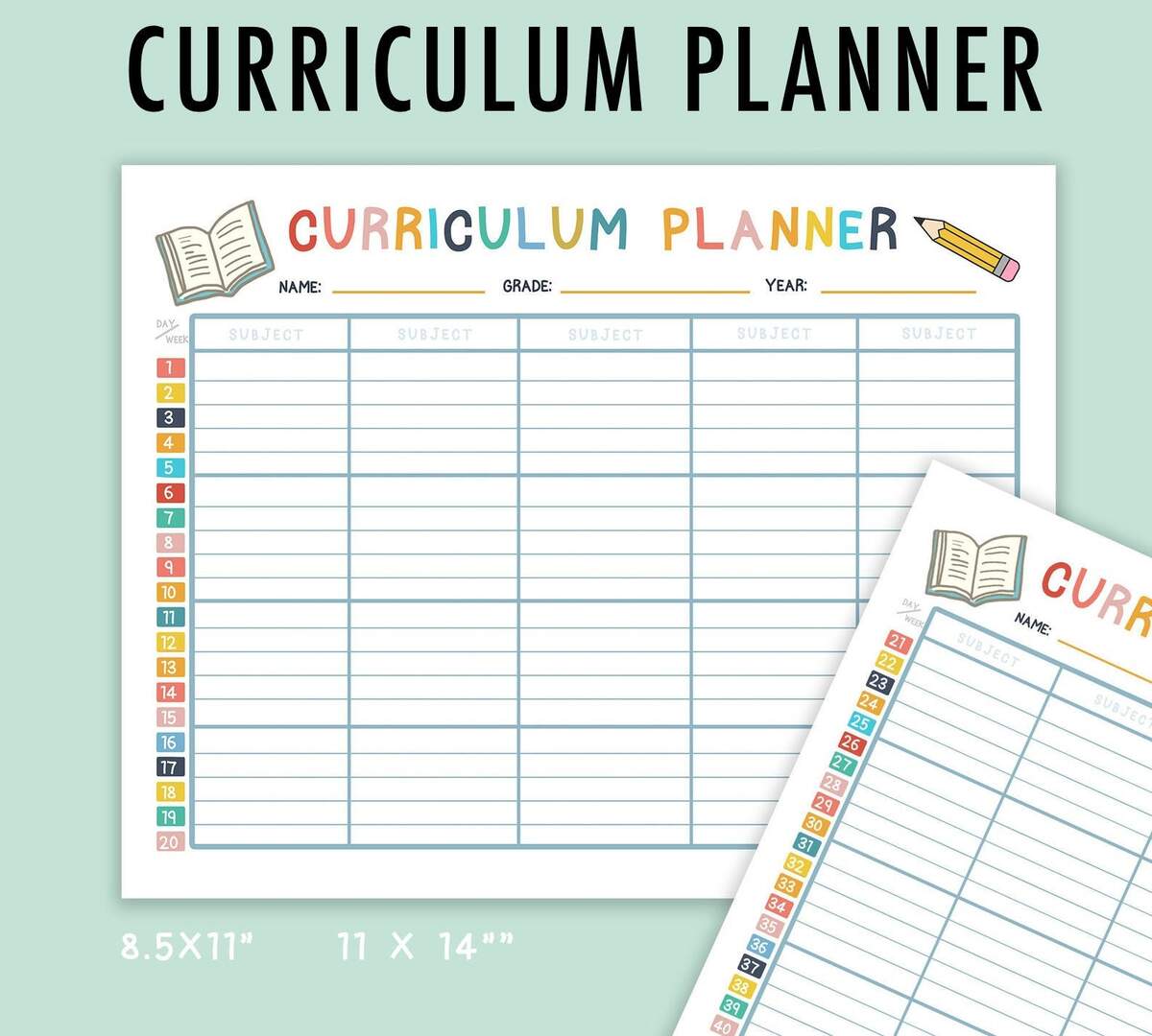 Printable Homeschool Curriculum Planner Teacher Log digital Download Etsy