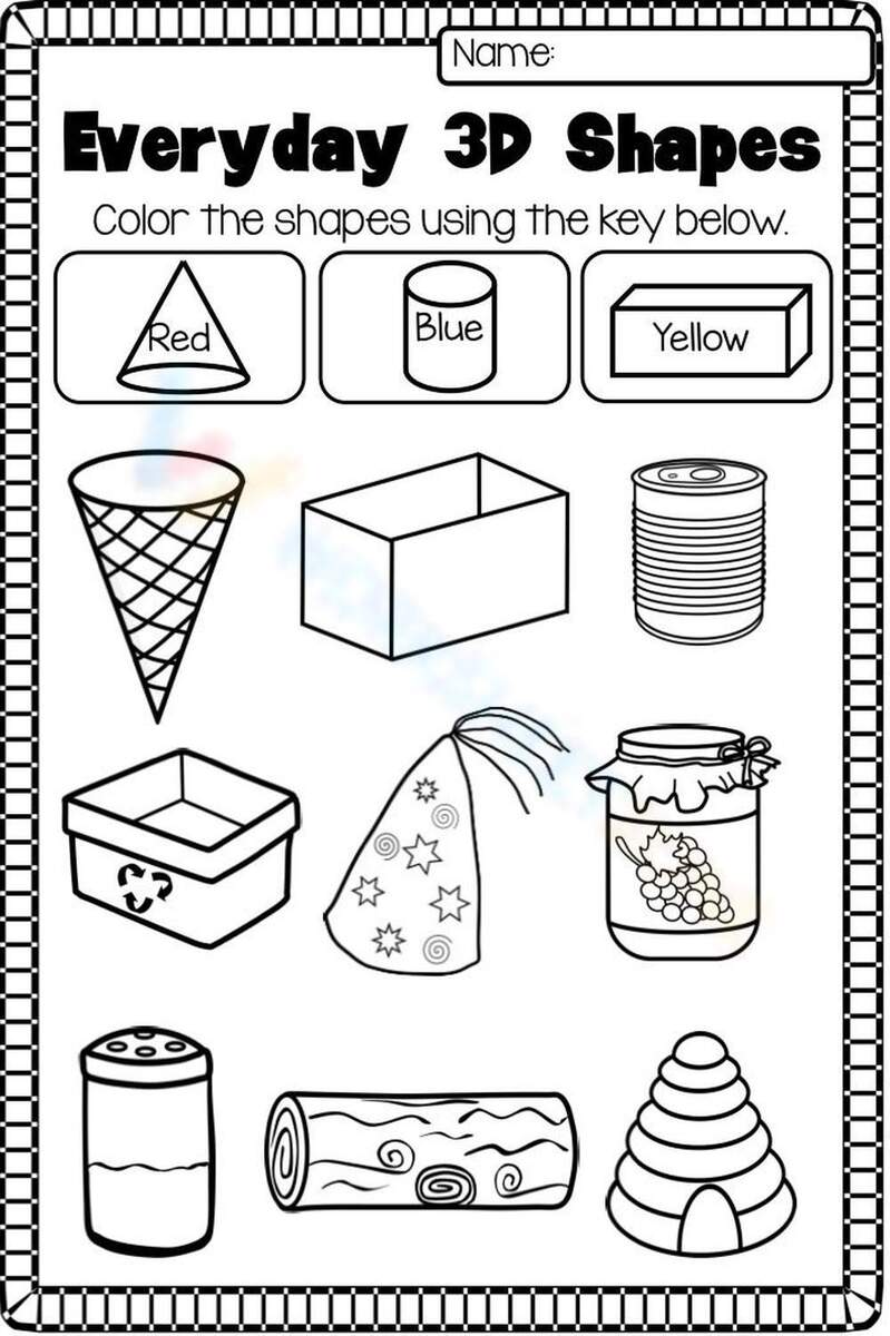 Printable Kindergarten 3D Shapes Worksheets Printable Kindergarten 3D Shapes Worksheets