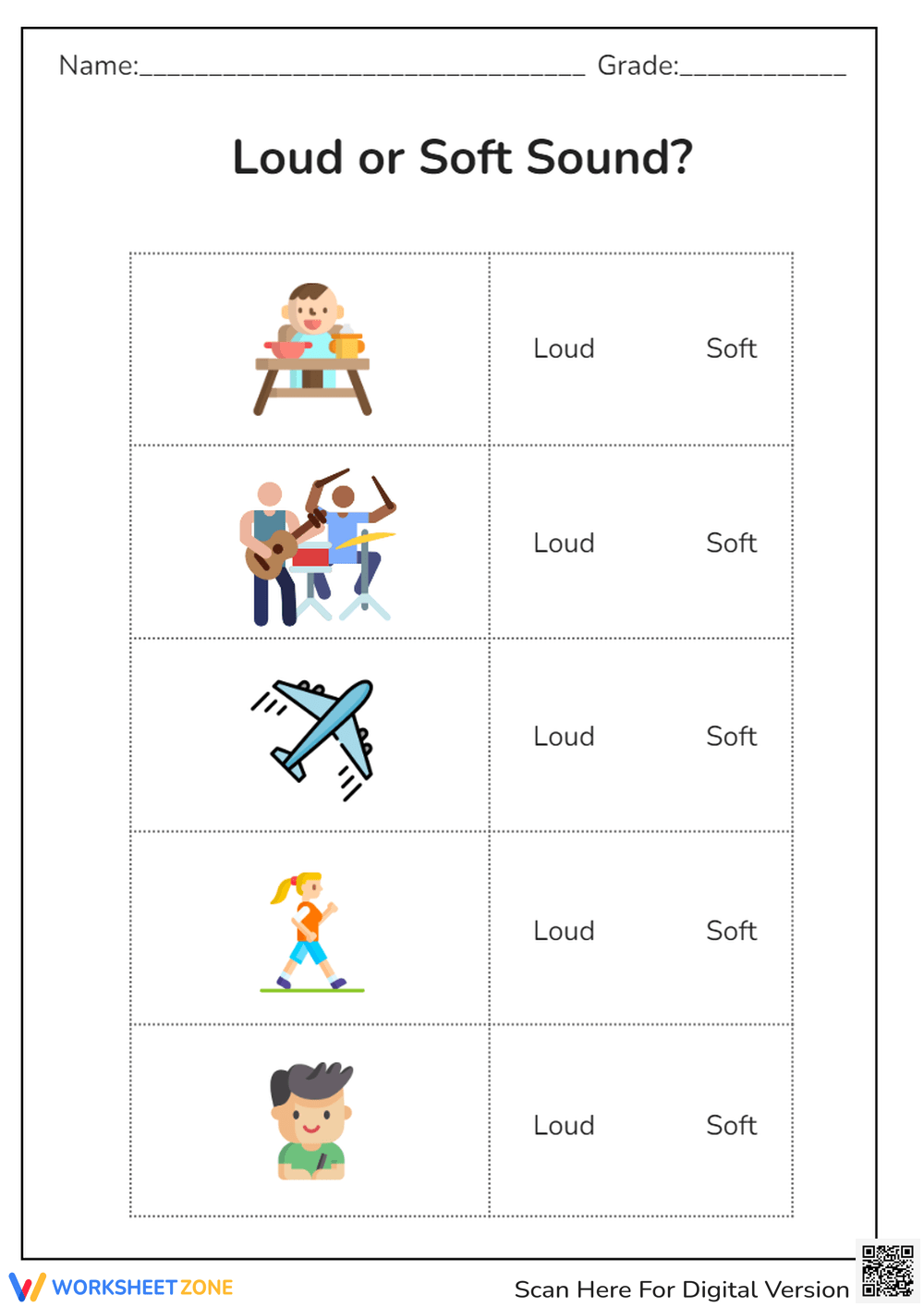 Printable Kindergarten Energy Sound Light Worksheets