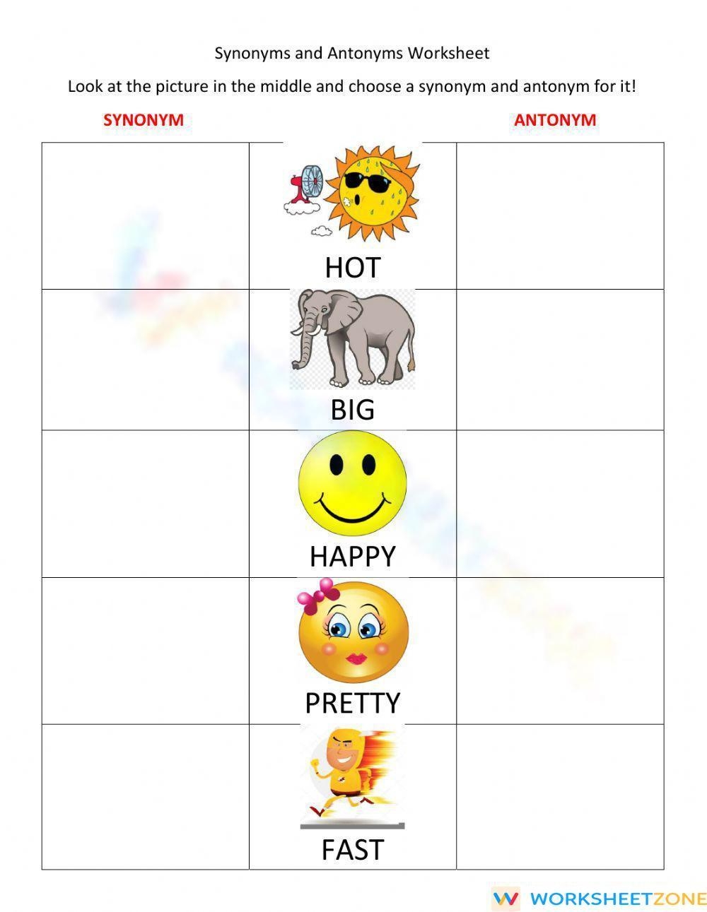 Printable Kindergarten Synonyms And Antonyms Worksheets Download Printable Kindergarten Synonyms And Antonyms Worksheets Download