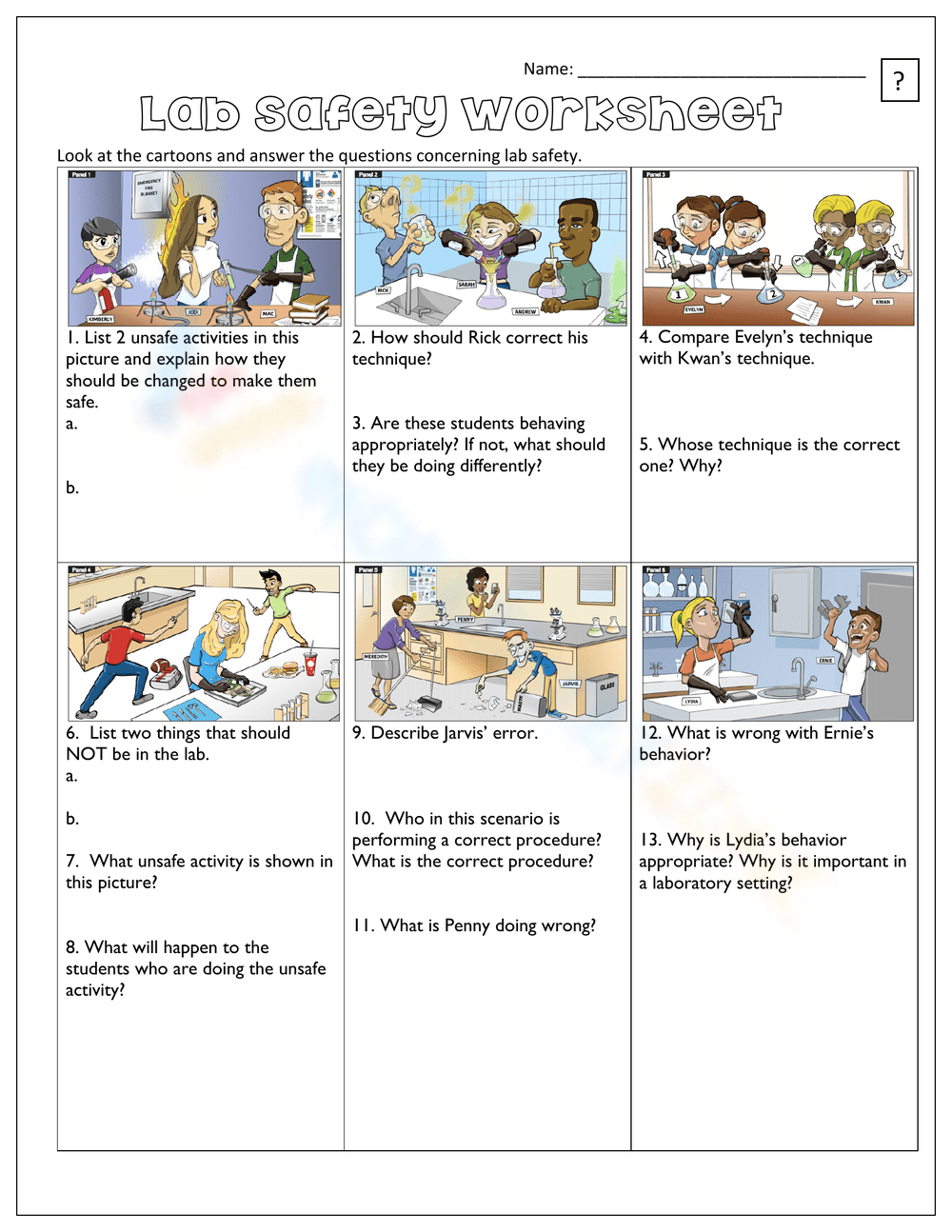Printable Lab Safety Worksheets Download