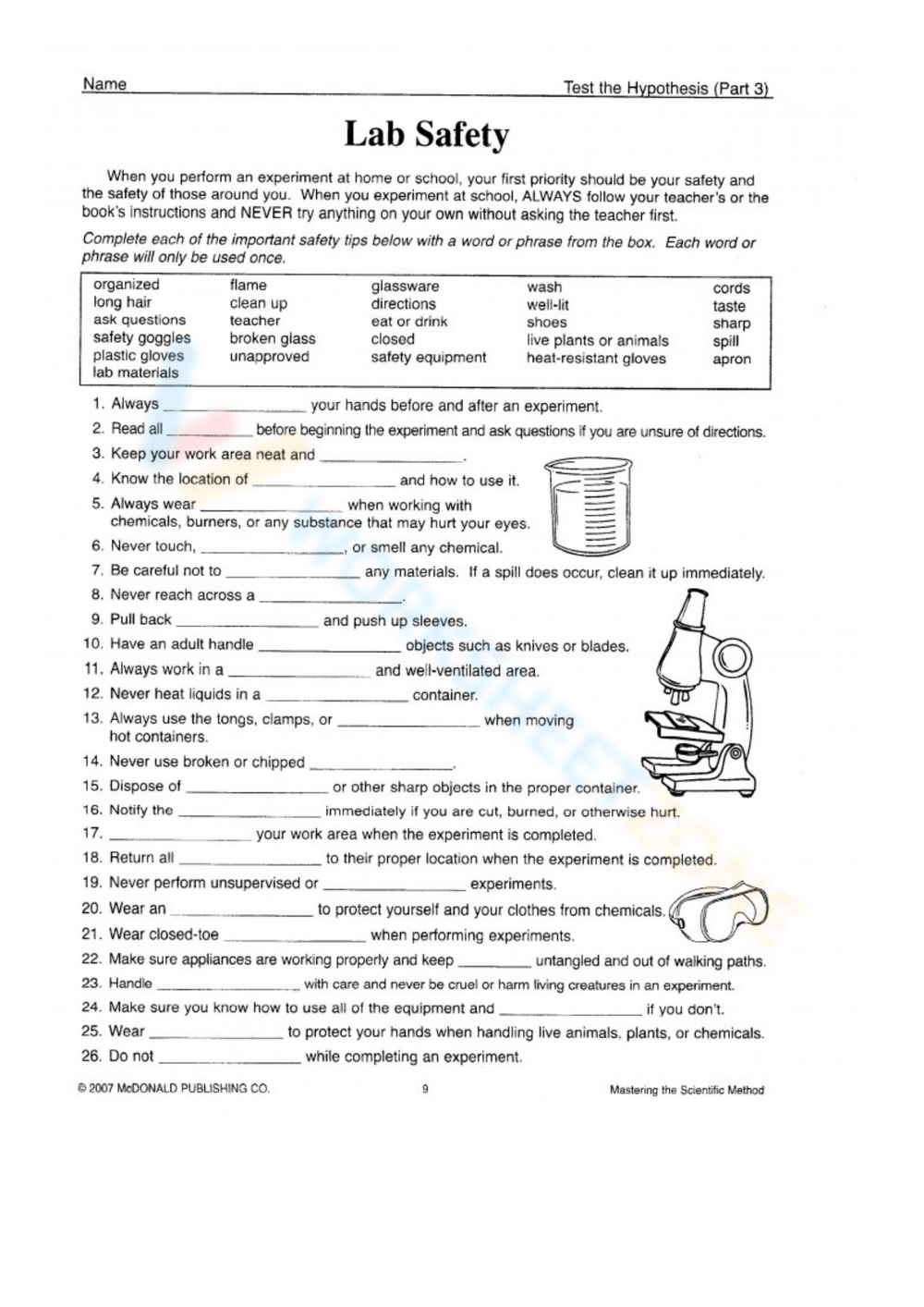 Printable Lab Safety Worksheets Download Printable Lab Safety Worksheets Download