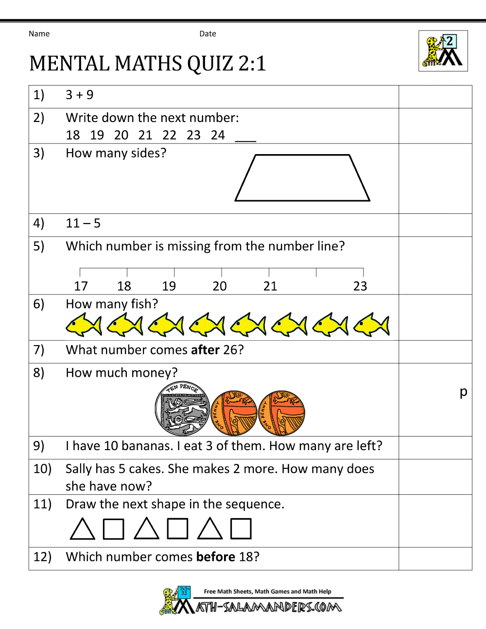 Printable Mental Maths Year 2 Worksheets Printable Mental Maths Year 2 Worksheets