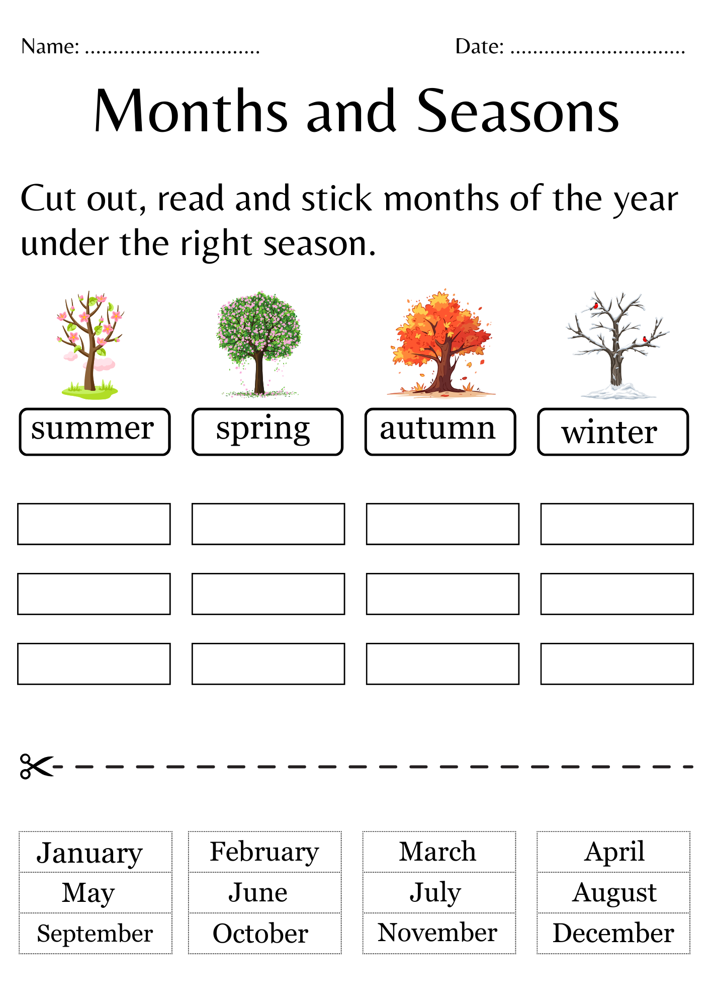 Four Seasons Free Worksheet SKOOLGO