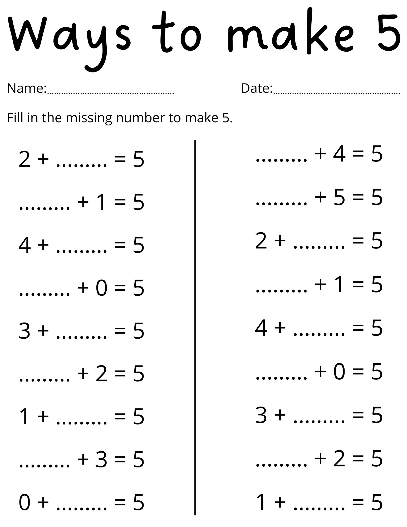 Ways To Make 5 And 10 Kindergarten Math Worksheets Making 5 And 10 Activity Teaching Resources
