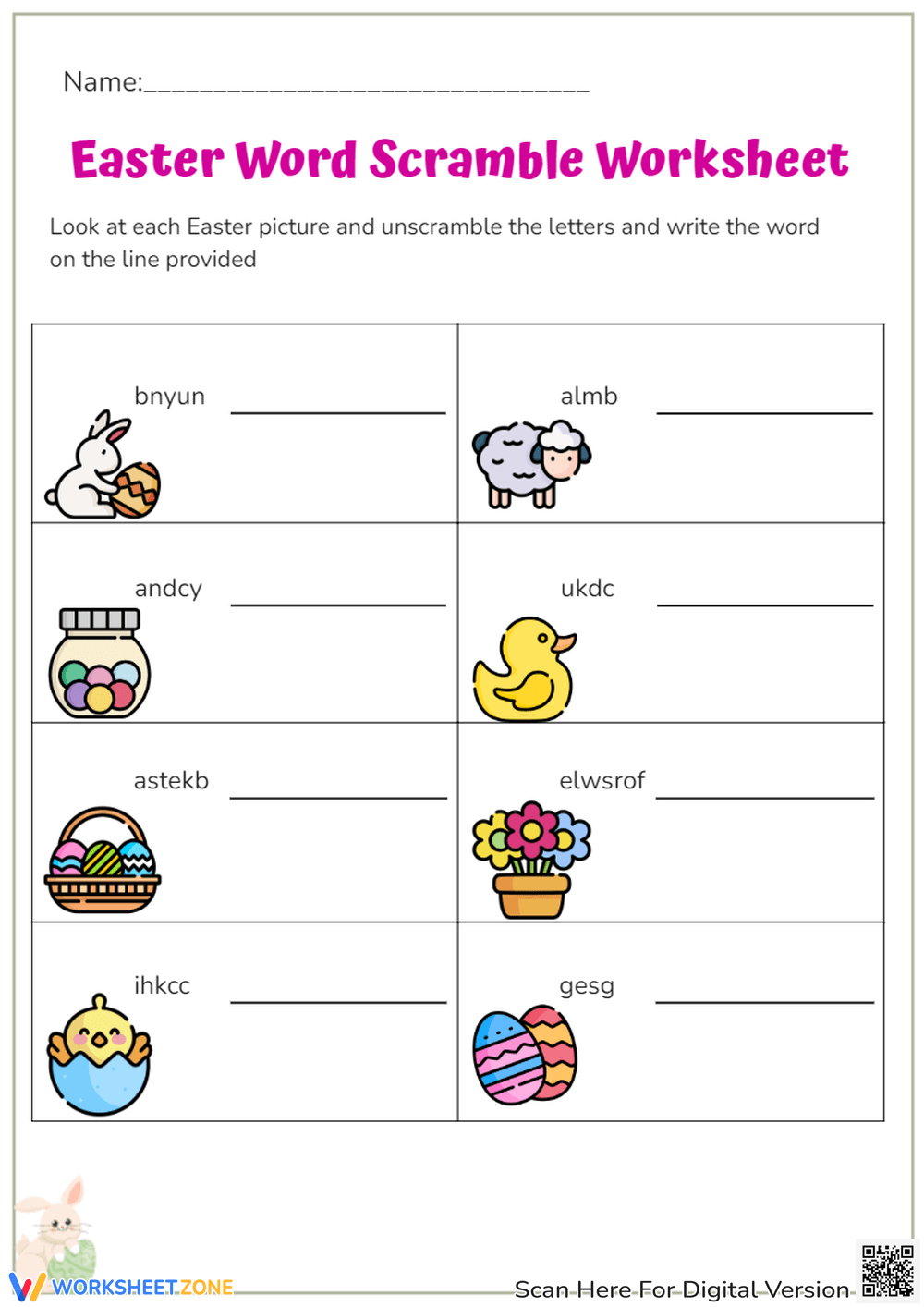 Printable Word Scramble Worksheets