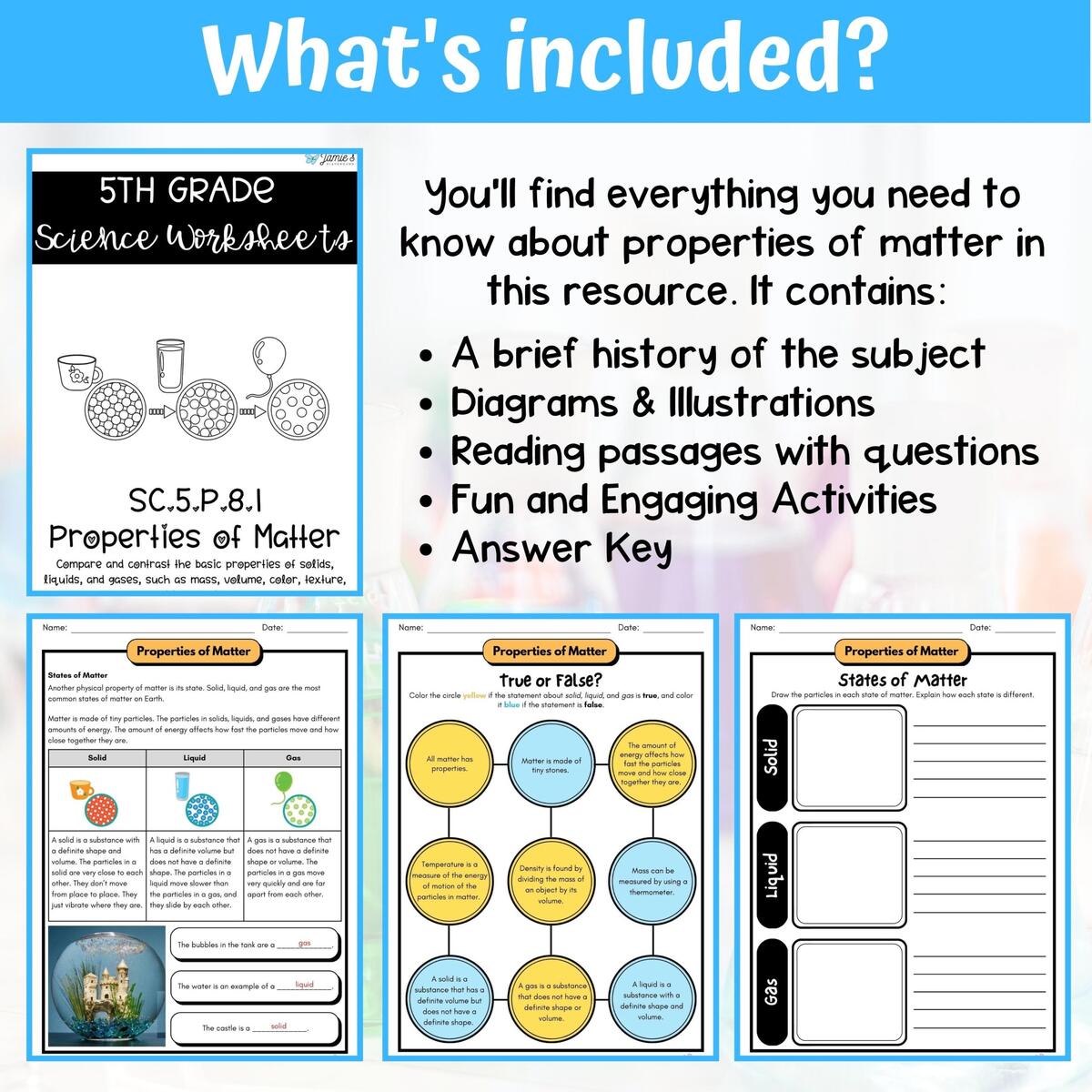 Properties Of Matter Activity Answer Key 5th Grade Physical Science Classful Properties Of Matter Activity Answer Key 5th Grade Physical Science Classful