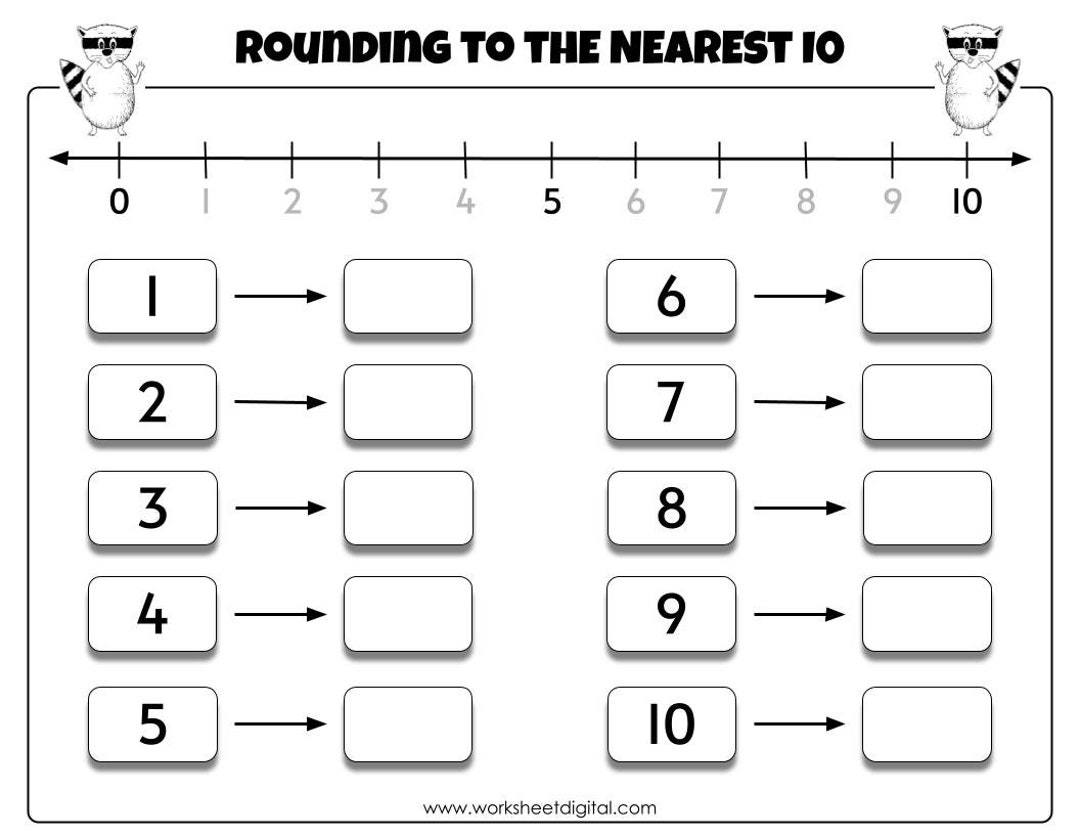 Rounding To Nearest 10 Math Worksheet Grades 1 3 PDF Etsy Sweden Rounding Worksheets Superstar Worksheets