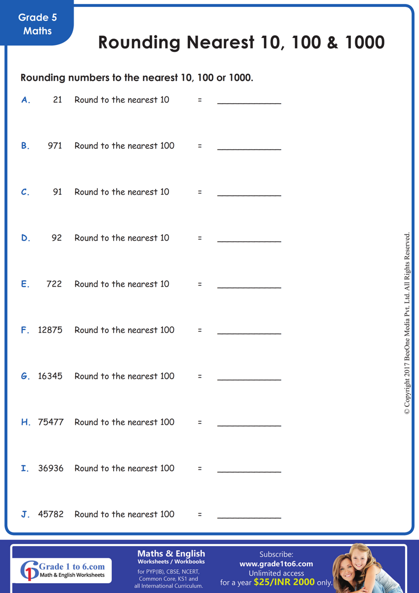 Rounding To The Nearest 10 100 Or 1000 Worksheet Rounding To The Nearest 10 100 Or 1000 Worksheet