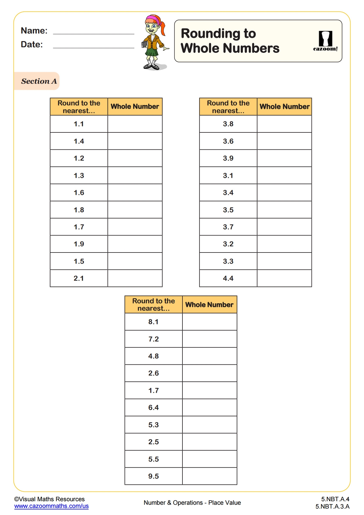 Rounding To Whole Numbers PDF Printable Number And Operations Worksheets Cazoom Math Rounding To Whole Numbers PDF Printable Number And Operations Worksheets Cazoom Math