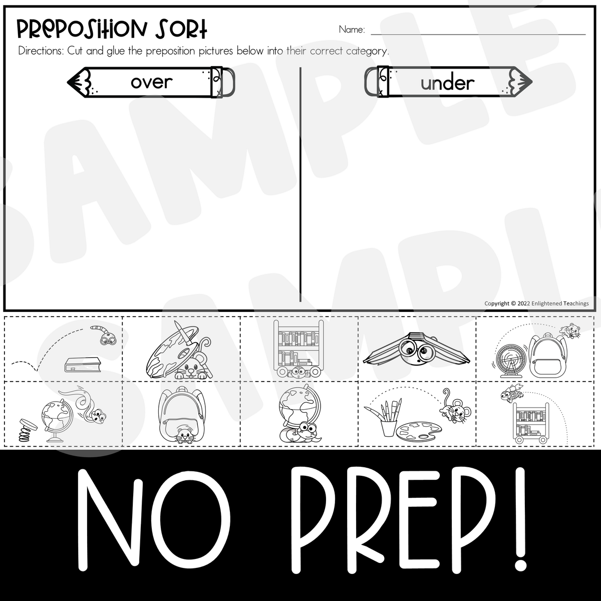 School Preposition Sort Worksheets Cut Glue Paste Sorting Positional Words Made By Teachers English For Kids Step By Step Prepositions Worksheets