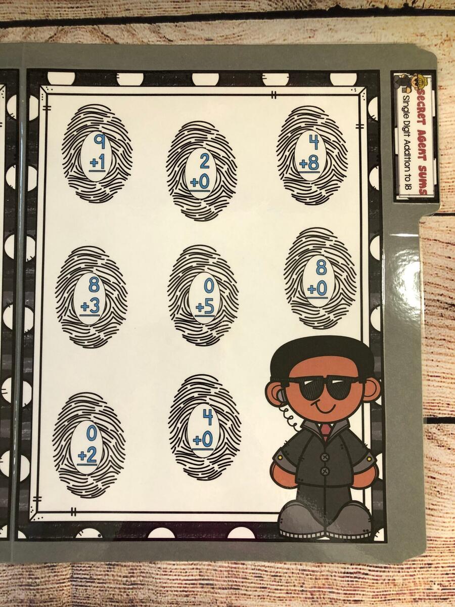 Secret Agent Sum Addition To 18 Made Math File Folder Game Centers Activity Etsy Secret Agent Sum Addition To 18 Made Math File Folder Game Centers Activity Etsy