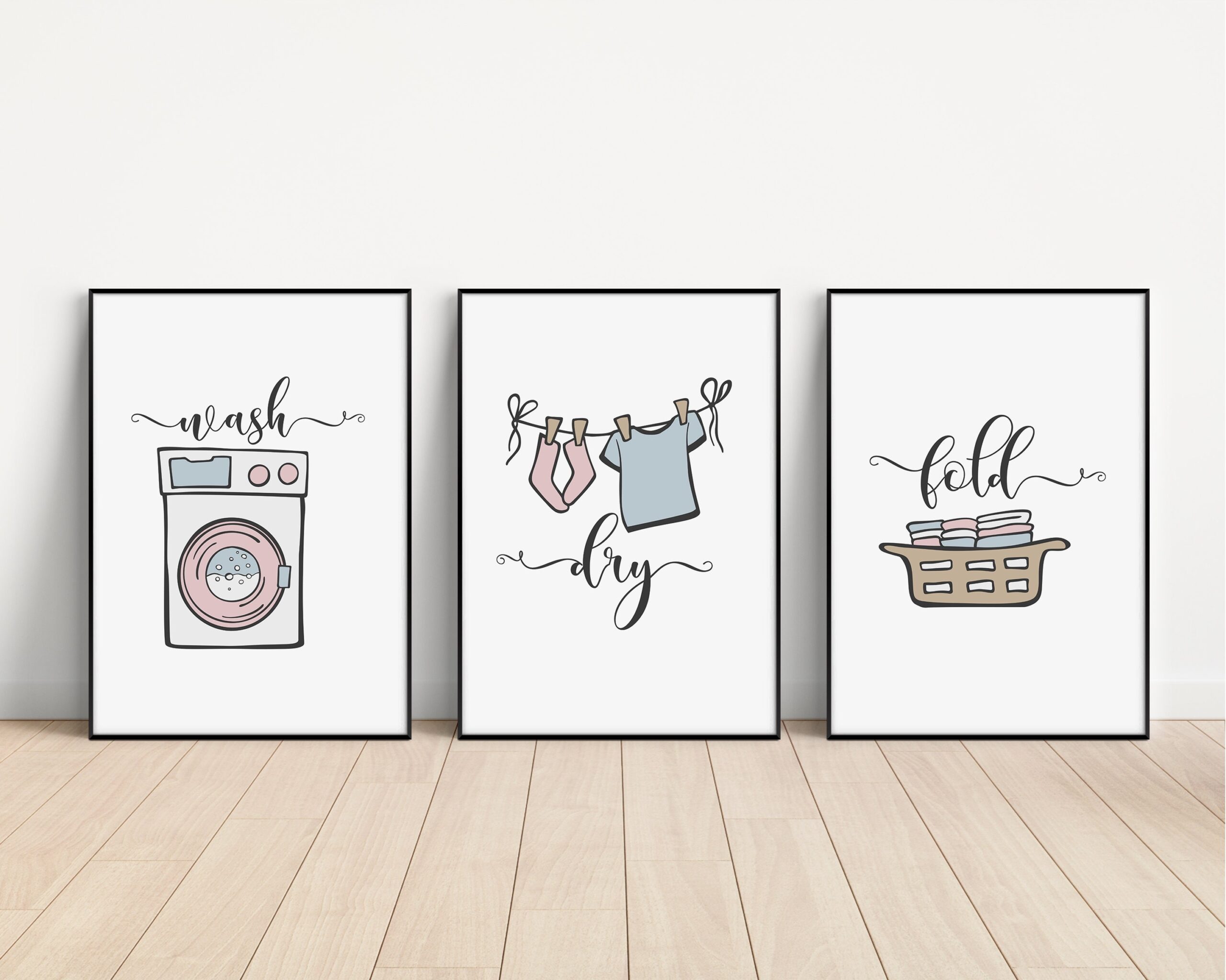 Set Of Wash Dry And Fold Laundry Prints Prints For The Utility Room Laundry Prints Etsy