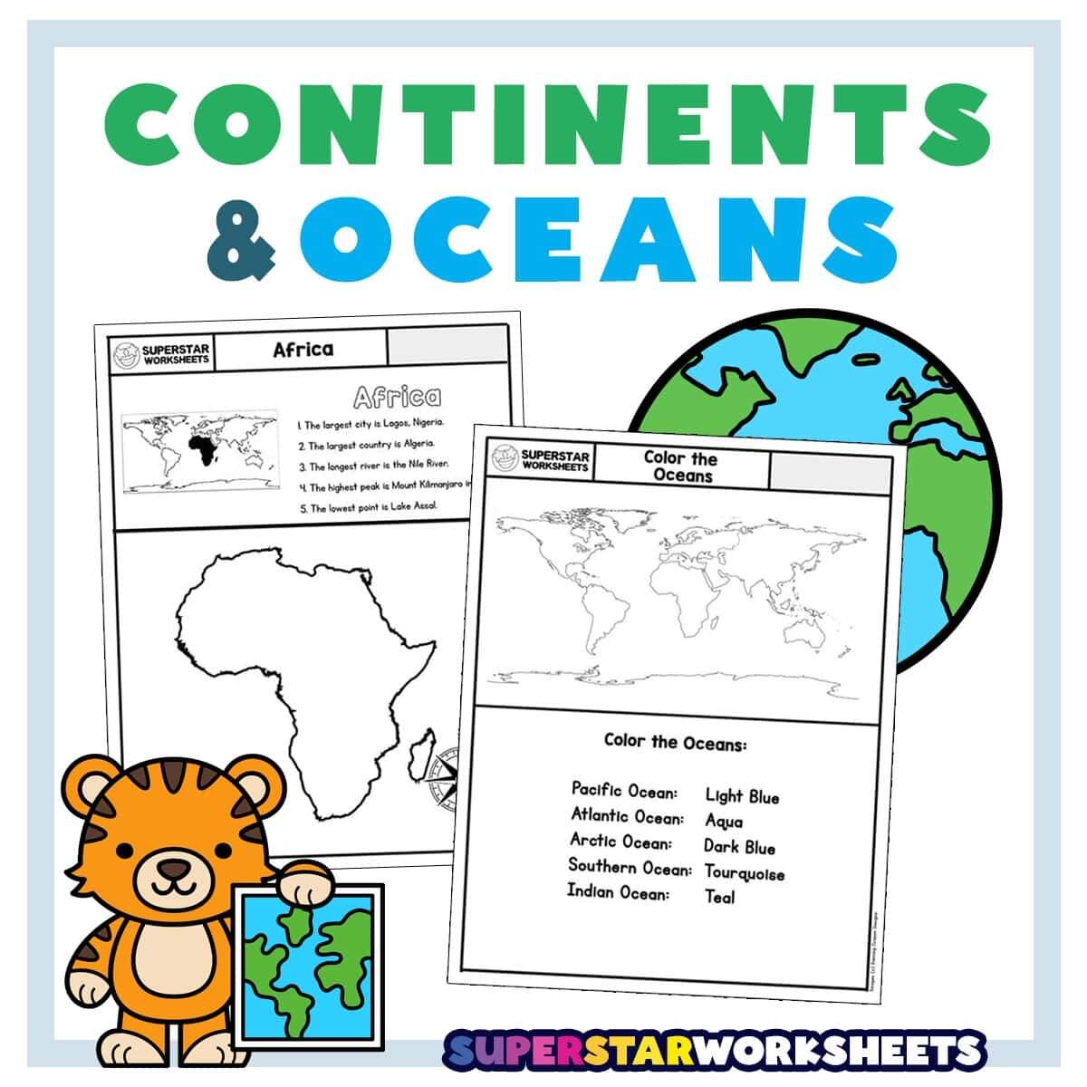 Seven Continents Oceans Worksheets Free Printables Superstar Worksheets The 7 Continents Printable Activity Made By Teachers