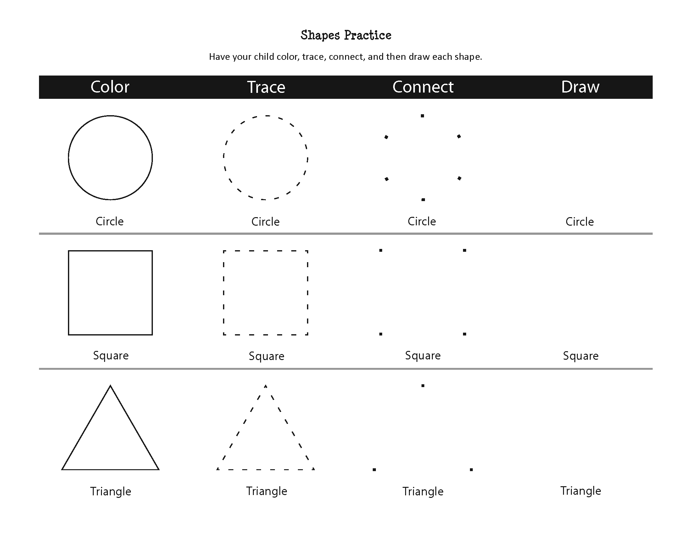 Shapes Practice Worksheets Gift Of Curiosity Shapes Practice Worksheets Gift Of Curiosity