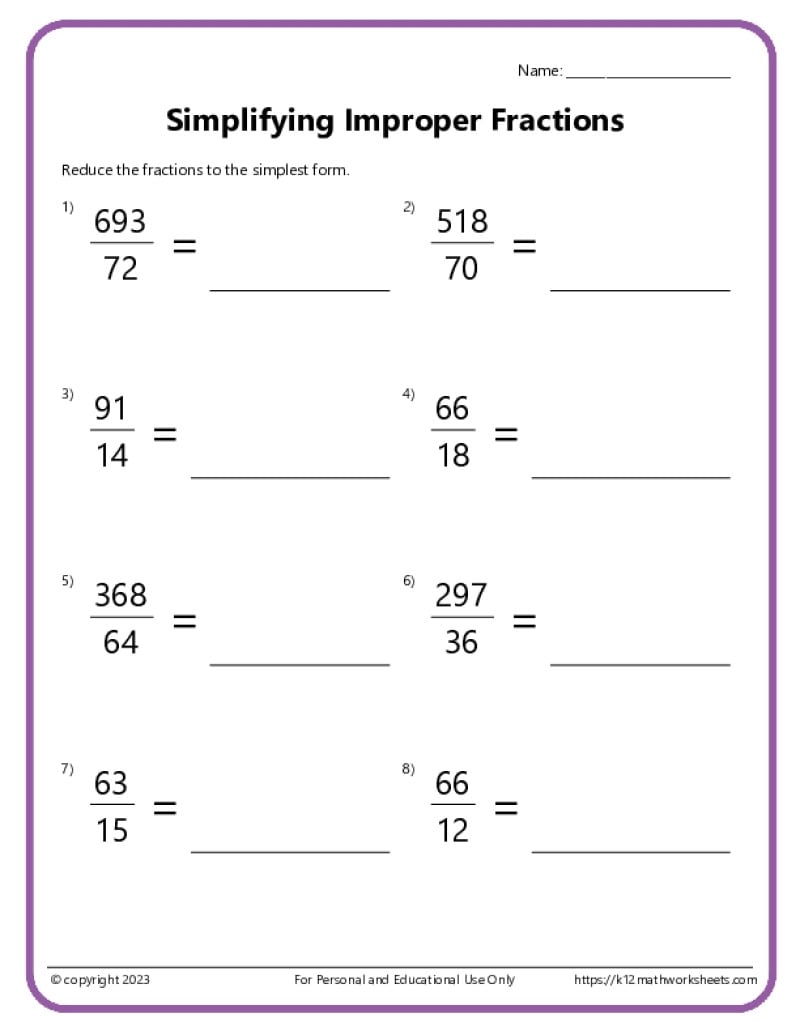 Simplest Form Worksheets 5th Grade Fractions Worksheets Worksheets Library