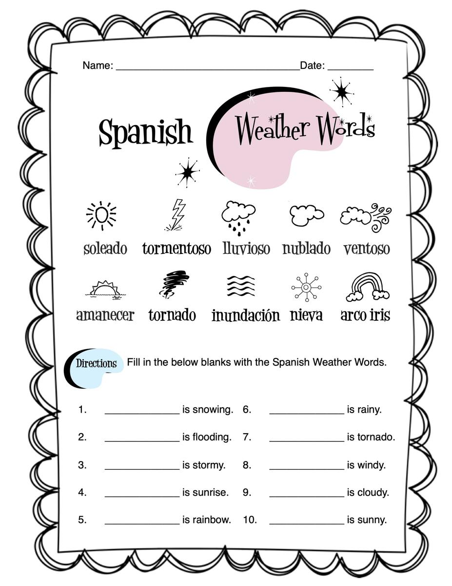 Spanish Weather Words Wordsearch Made By Teachers