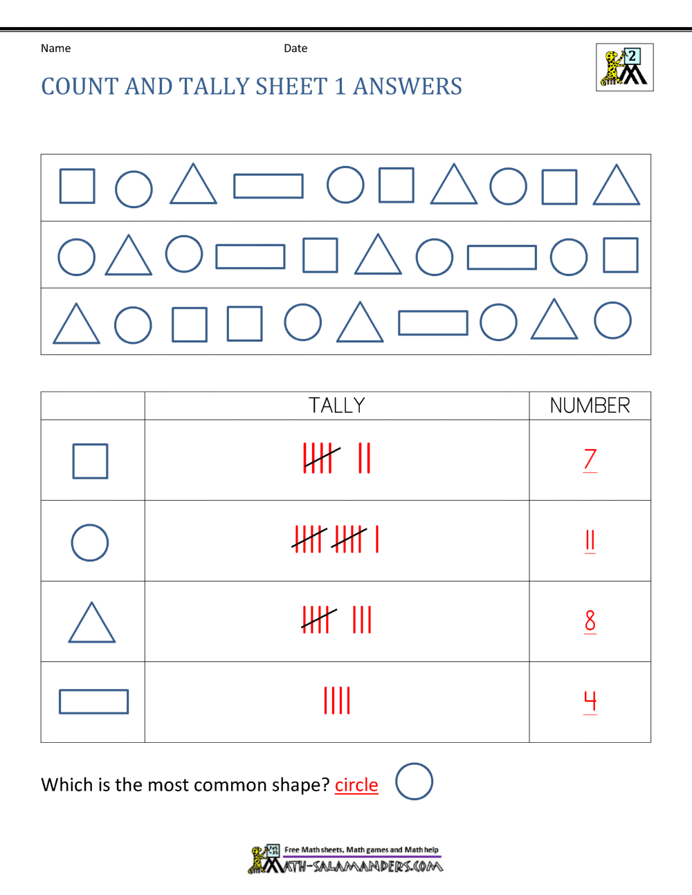 Tally Chart Worksheets