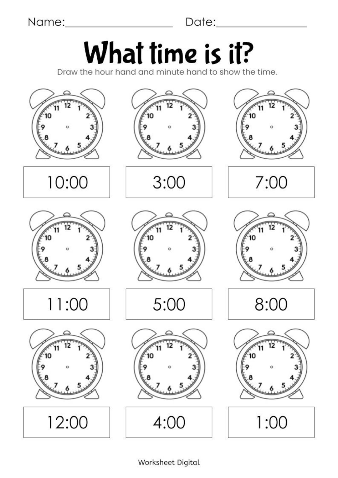 Telling Time Hour Clock Printable Educational Prints Kindergarten Readiness PDF Digital Download Etsy Hong Kong Telling Time Hour Clock Printable Educational Prints Kindergarten Readiness PDF Digital Download Etsy Hong Kong