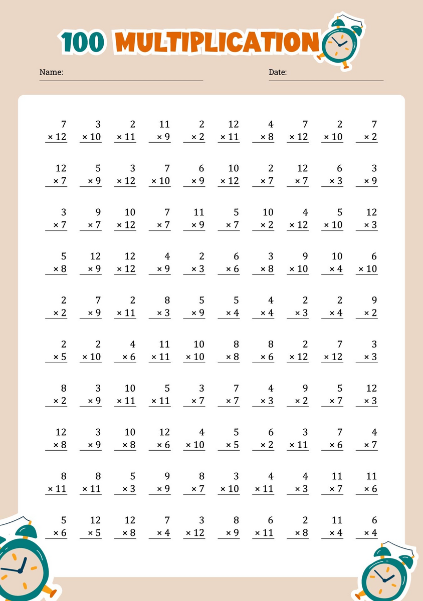 Multiplication Drills Worksheets
