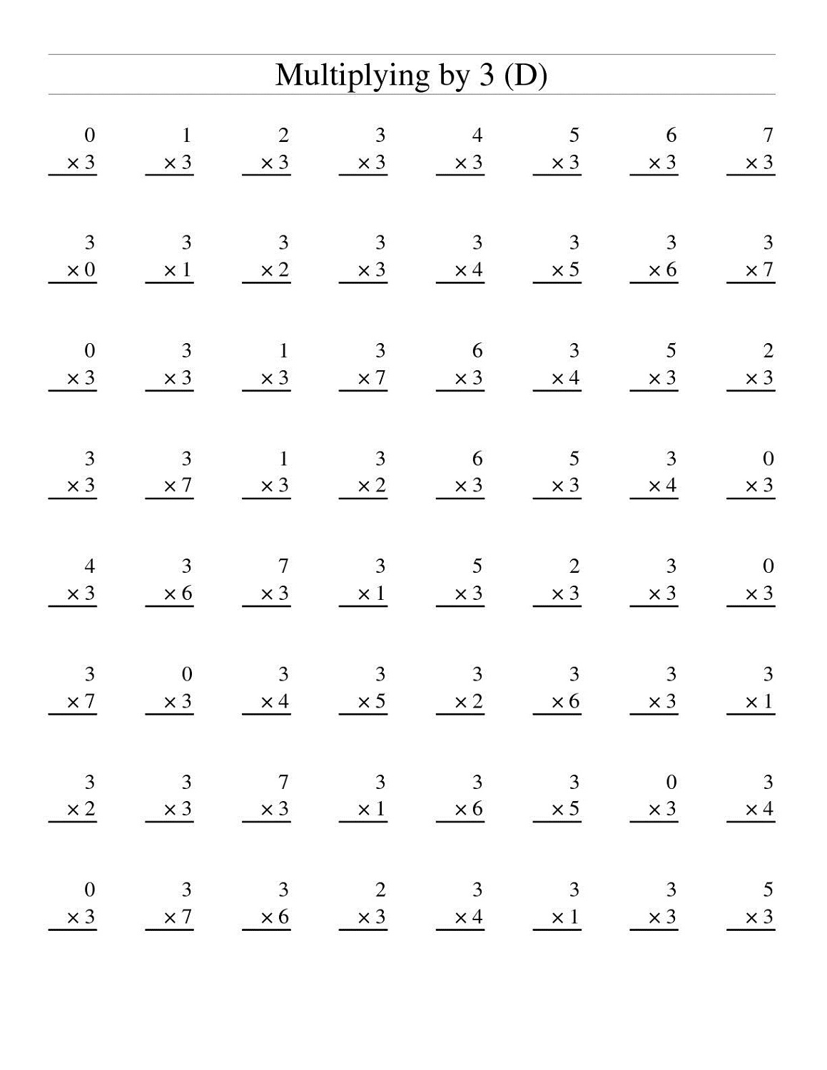 Timed Multiplication Worksheets 0 3 Printable Practice Sheets Worksheets Library
